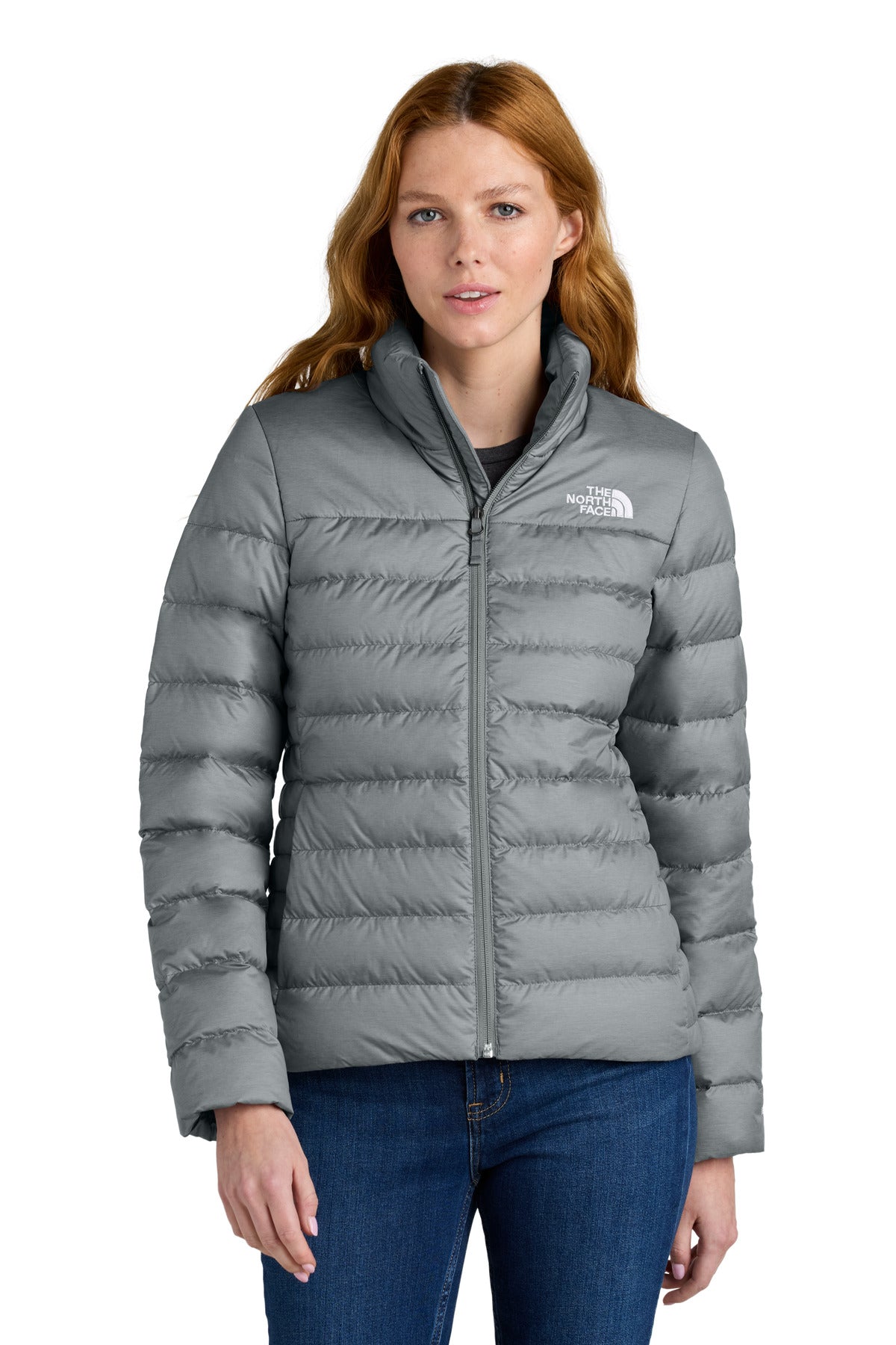 Front View of TNFMdGyHt The North Face Women's Down Hybrid Jacket NF0A7V4G plain