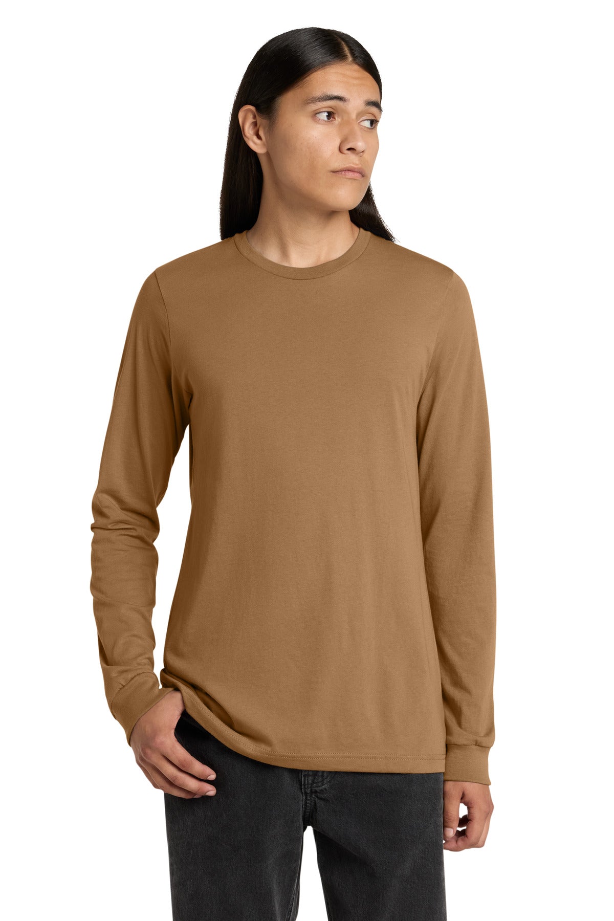 Front View of Toast BELLA+CANVAS Unisex Jersey Long Sleeve Tee. BC3501 plain