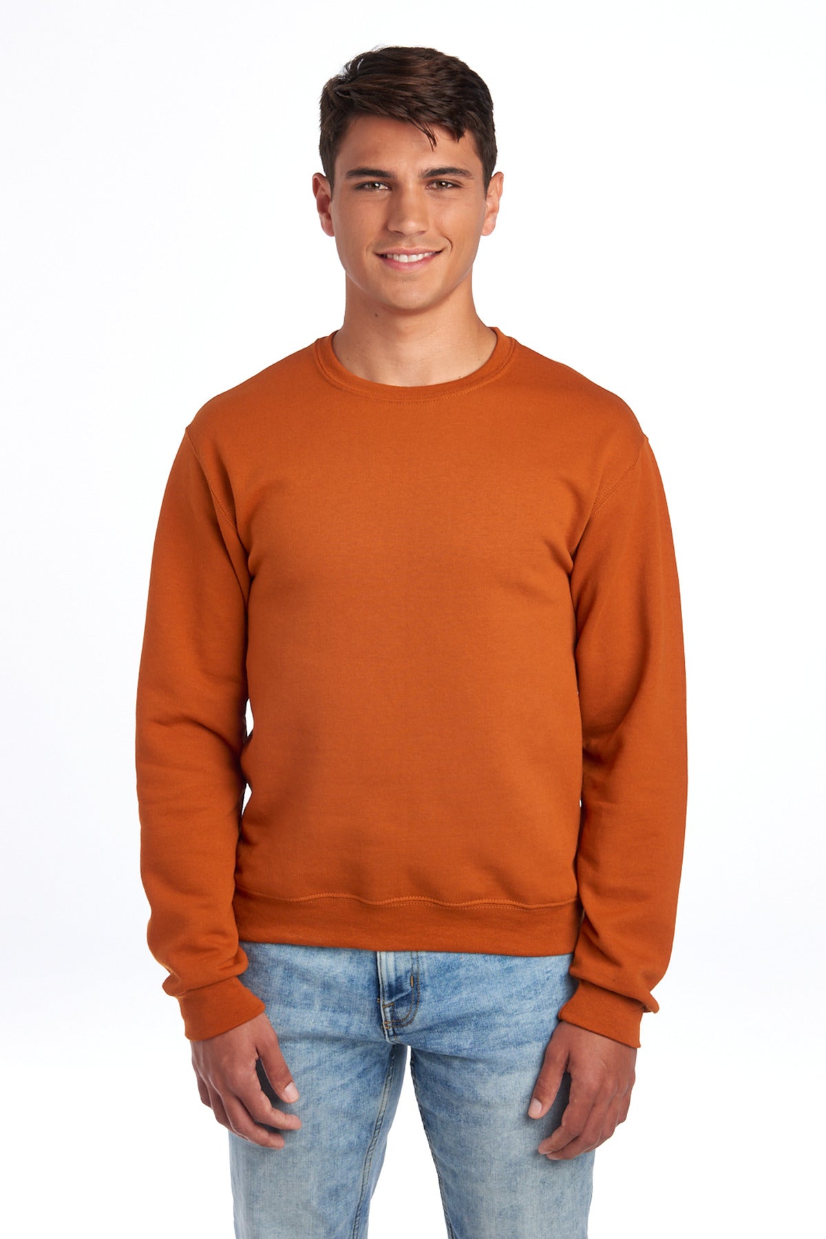 Front View of TOrange Jerzees - NuBlend Crewneck Sweatshirt. 562M plain