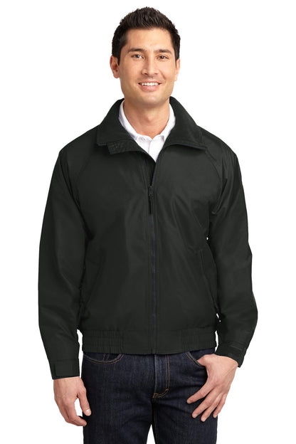 Front View of Tr Black/Tr Bk Port Authority Competitor Jacket. JP54 plain