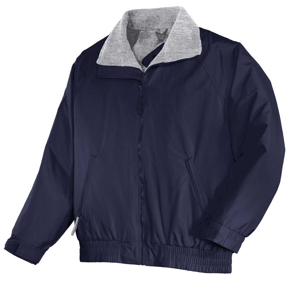 Front View of Tr Navy/Gr Hth Port Authority Competitor Jacket. JP54 plain