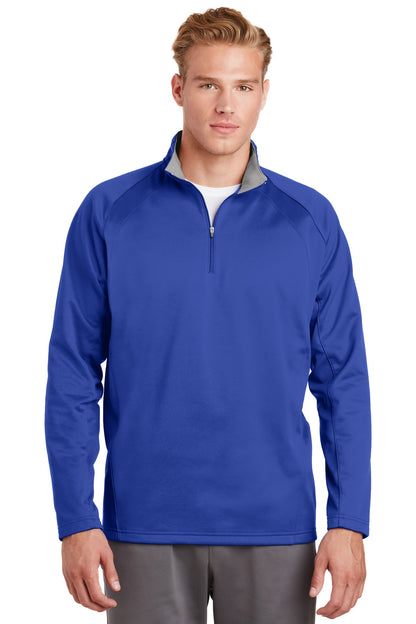 Front View of Tr Royal/Silvr Sport-Tek Sport-Wick Fleece 1/4-Zip Pullover. F243 plain