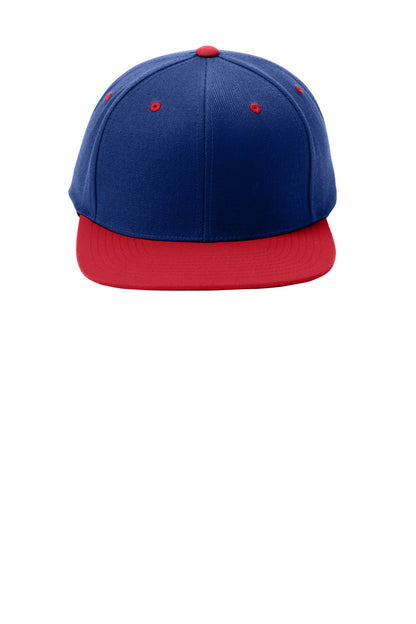 Front View of Tr Roy/Tr Red Sport-Tek YP Classics Flat Bill Snapback Cap. STC19 plain