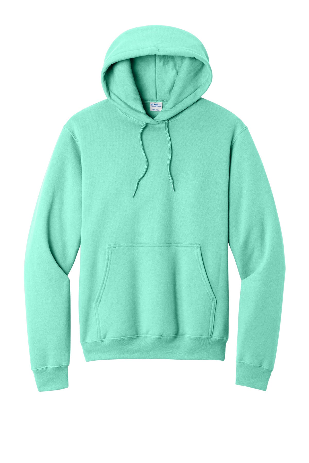 Front View of TrCeladon Port & Co Core Fleece Pullover Hooded Sweatshirt. PC78H plain