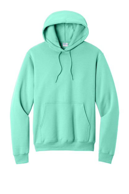 Front View of TrCeladon Port & Co Core Fleece Pullover Hooded Sweatshirt. PC78H plain