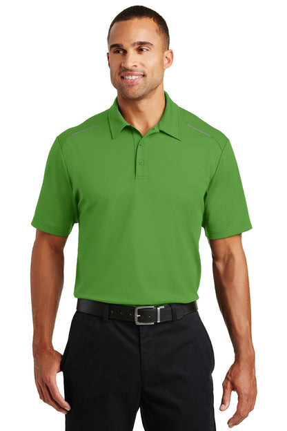 Front View of Treetop Green Port Authority Pinpoint Mesh Polo. K580 plain
