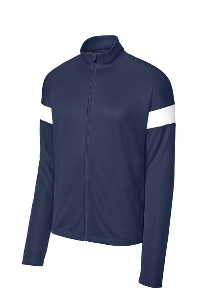 Front View of TrNv/White Sport-Tek Travel Full-Zip Jacket ST800 plain