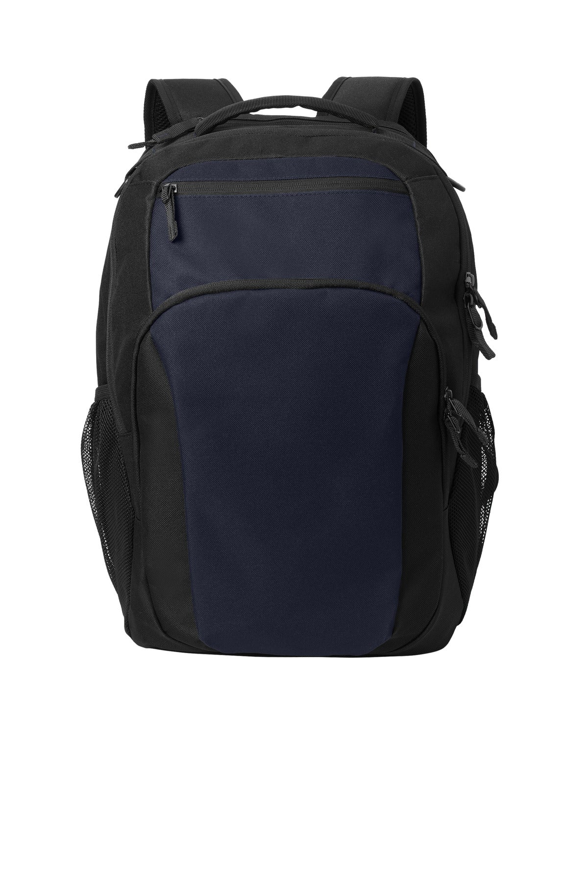 Front View of TrNvy/Blk Port Authority Transport Backpack BG232 plain