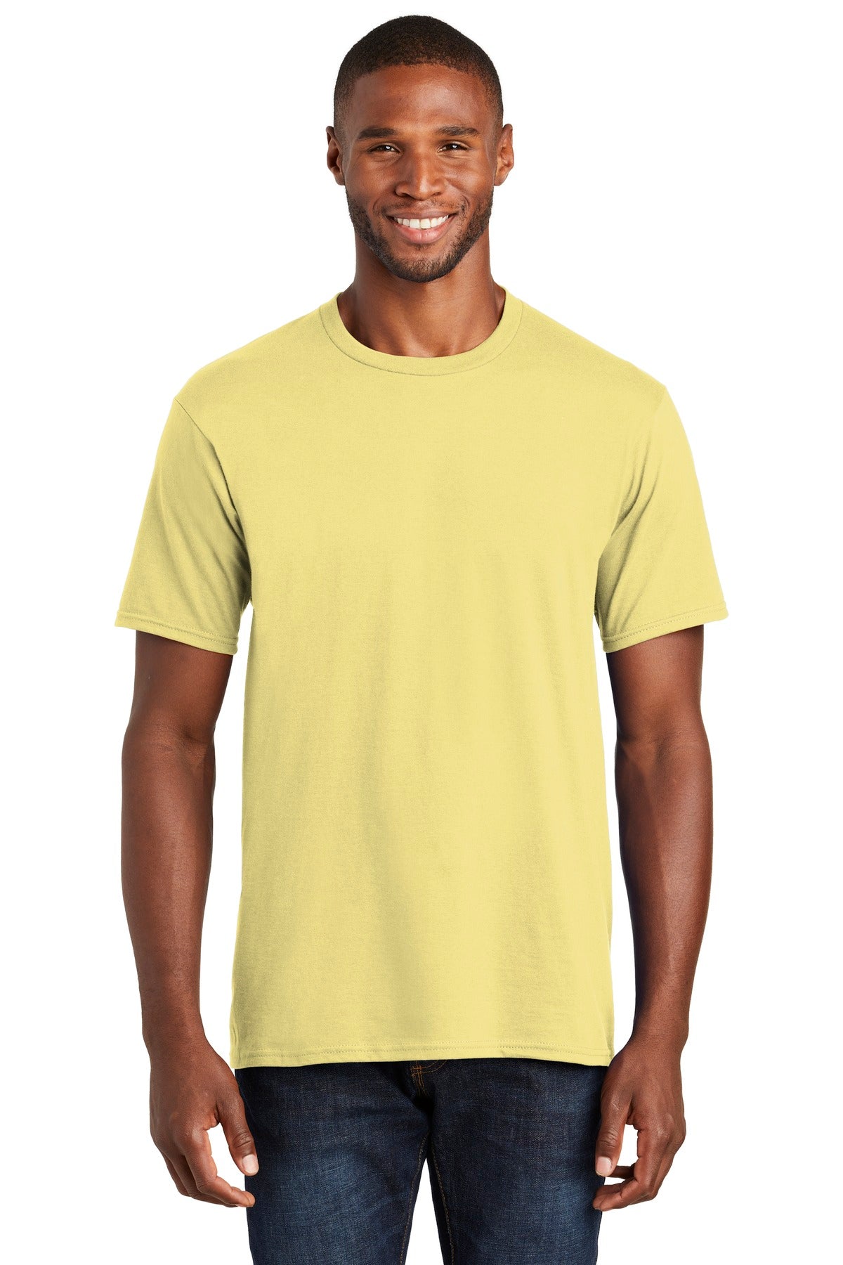 Front View of Trophy Gold Port & Co Fan Favorite Tee. PC450 plain