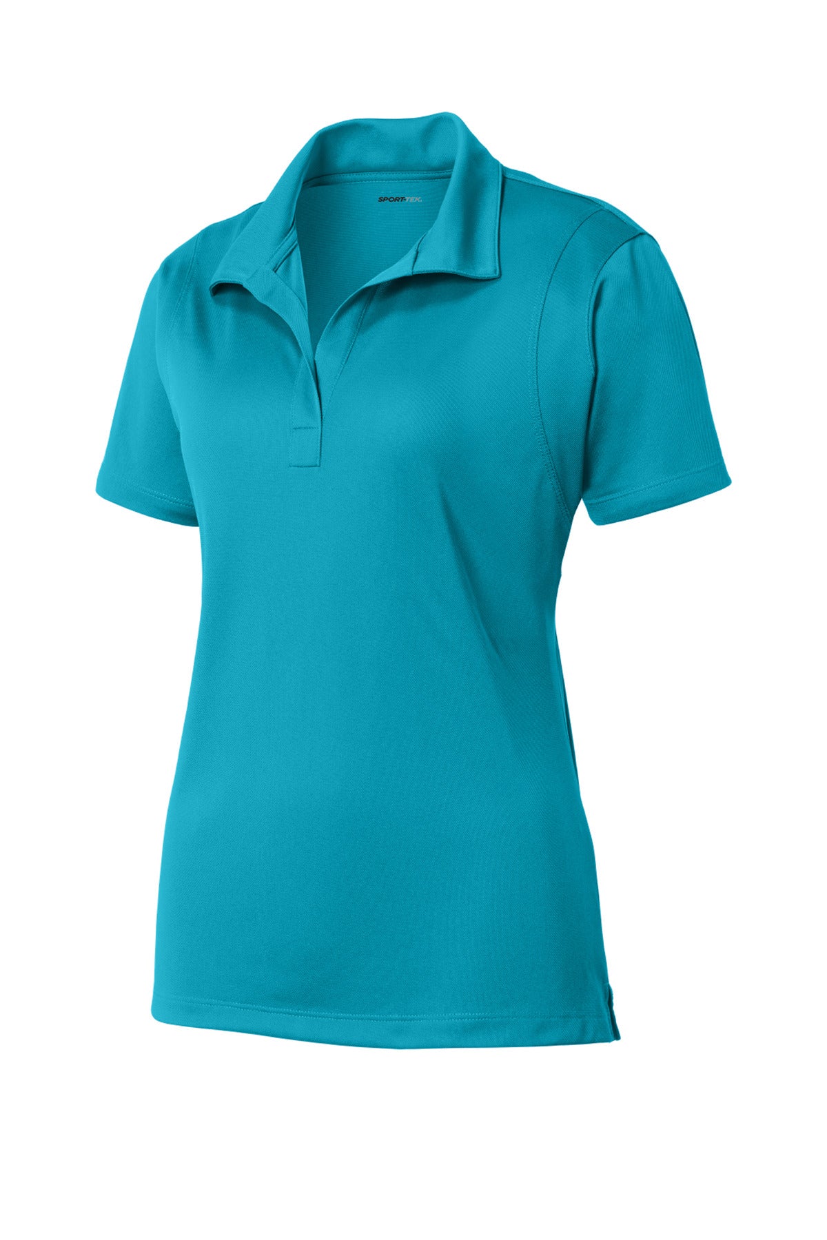 Front View of Tropic Blue Sport-Tek Women's Micropique Sport-Wick Polo. LST650 plain