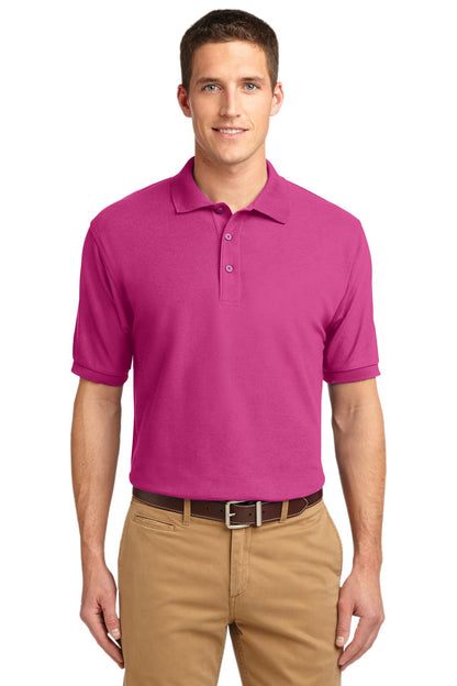 Front View of Tropical Pink Port Authority Silk Touch Polo K500 plain