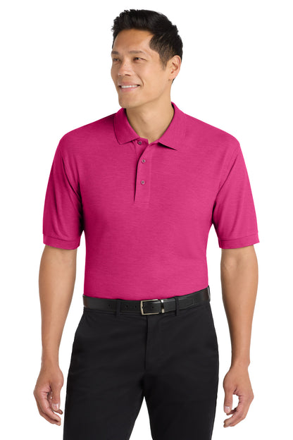Front View of Tropical Pink Port Authority Silk Touch Polo K500 plain