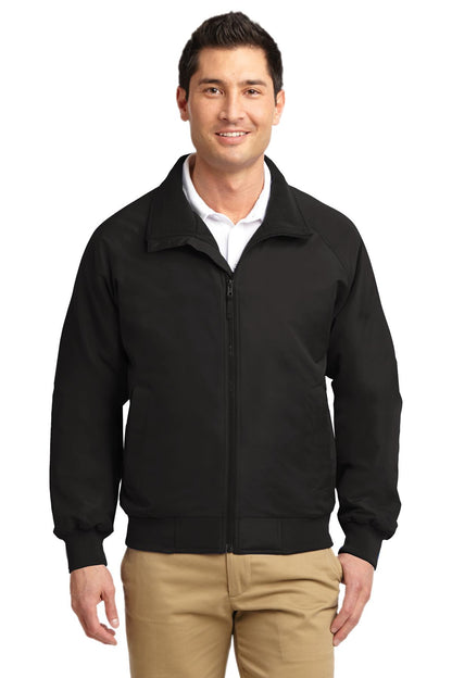 Front View of True Black Port Authority Charger Jacket. J328 plain