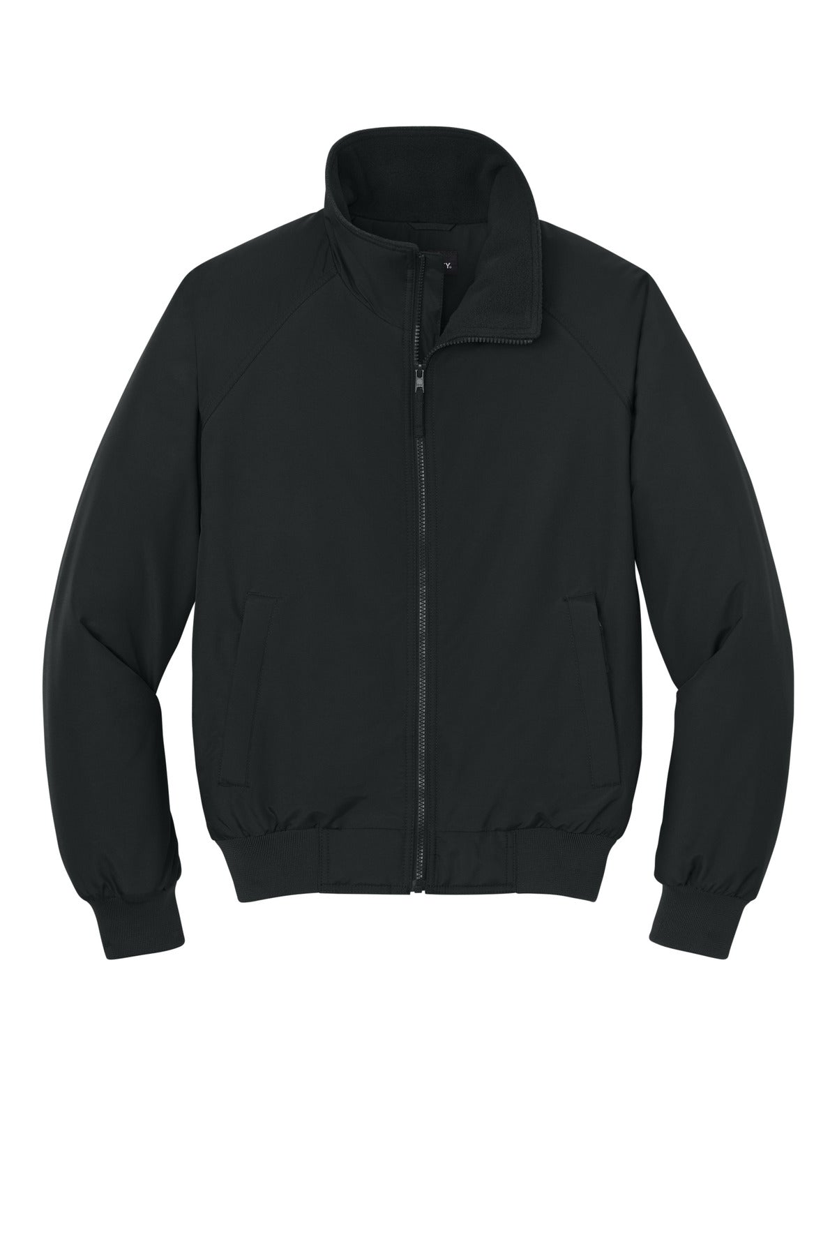 Front View of True Black Port Authority Charger Jacket. J328 plain