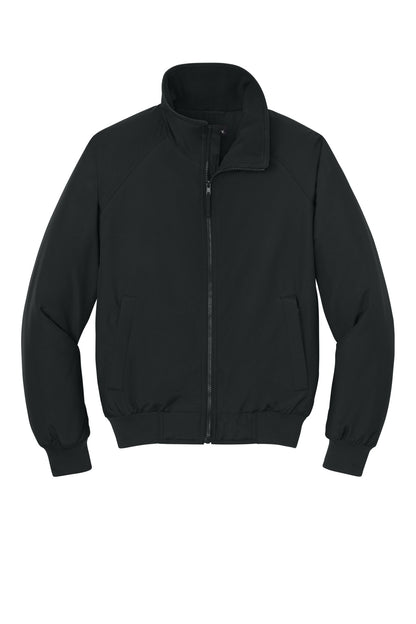 Front View of True Black Port Authority Charger Jacket. J328 plain