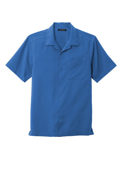 Front View of True Blue Port Authority Short Sleeve Performance Staff Shirt W400 plain