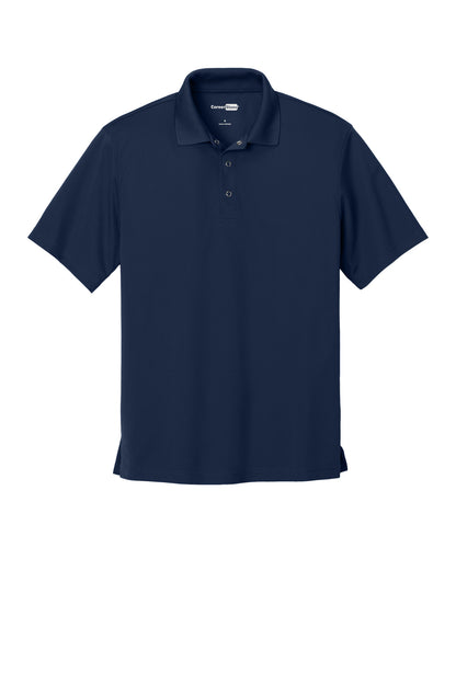 Front View of True Navy CornerStone Micropique Gripper Polo. CS421 plain