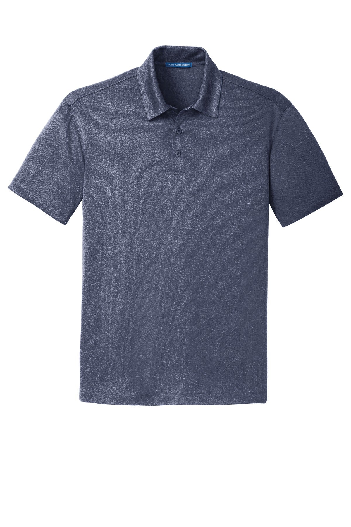 Front View of True Navy Hthr Port Authority Trace Heather Polo. K576 plain