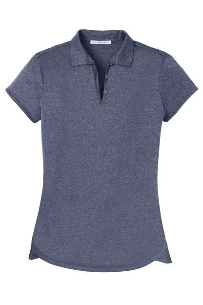 Front View of True Navy Hthr Port Authority Women's Trace Heather Polo. L576 plain