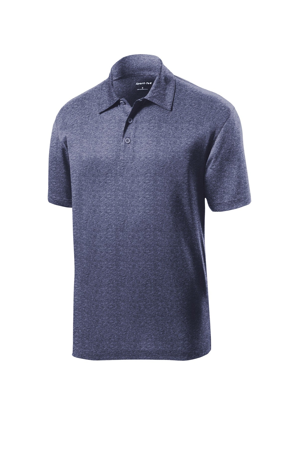 Front View of True Navy Hthr Sport-Tek Heather Contender Polo. ST660 plain