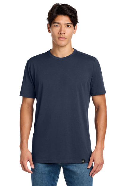 Front View of True Navy New Era Heritage Blend Crew Tee. NEA100 plain