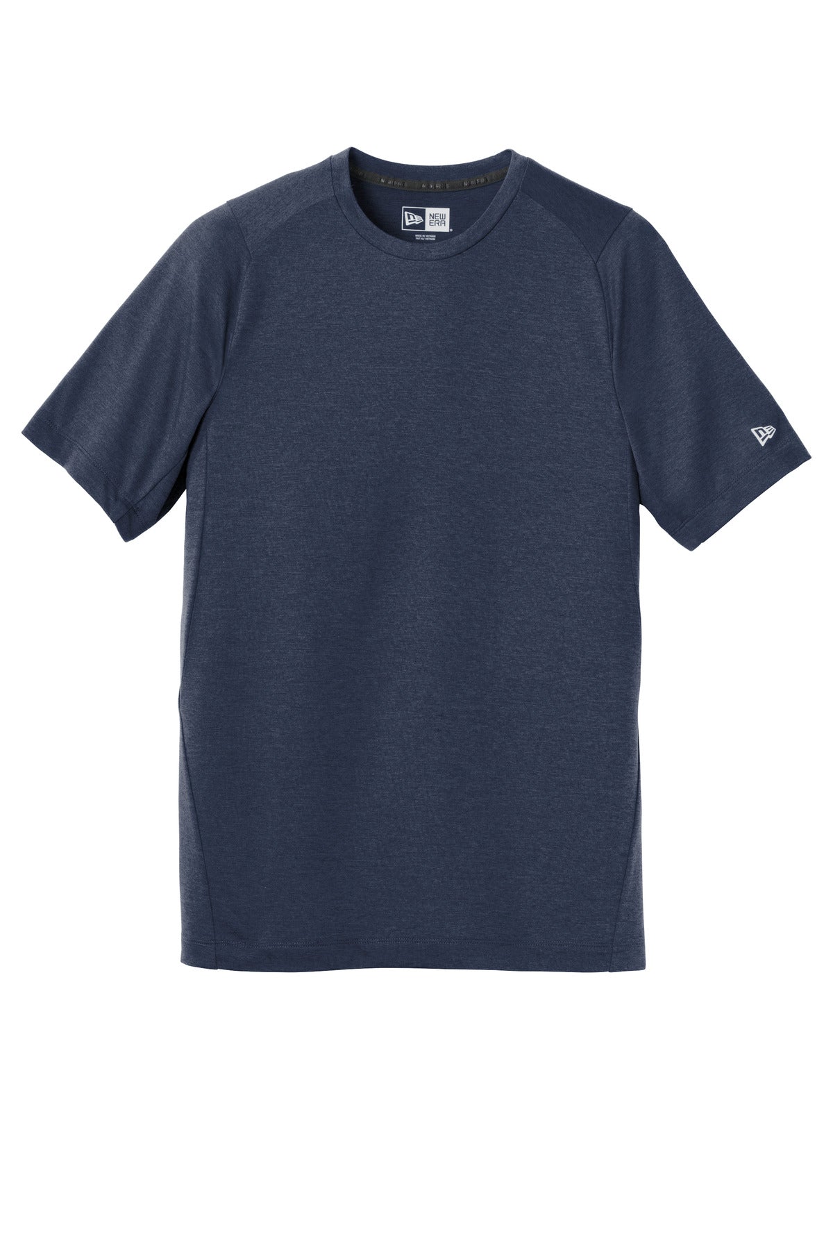 Front View of True Navy New Era Series Performance Crew Tee. NEA200 plain