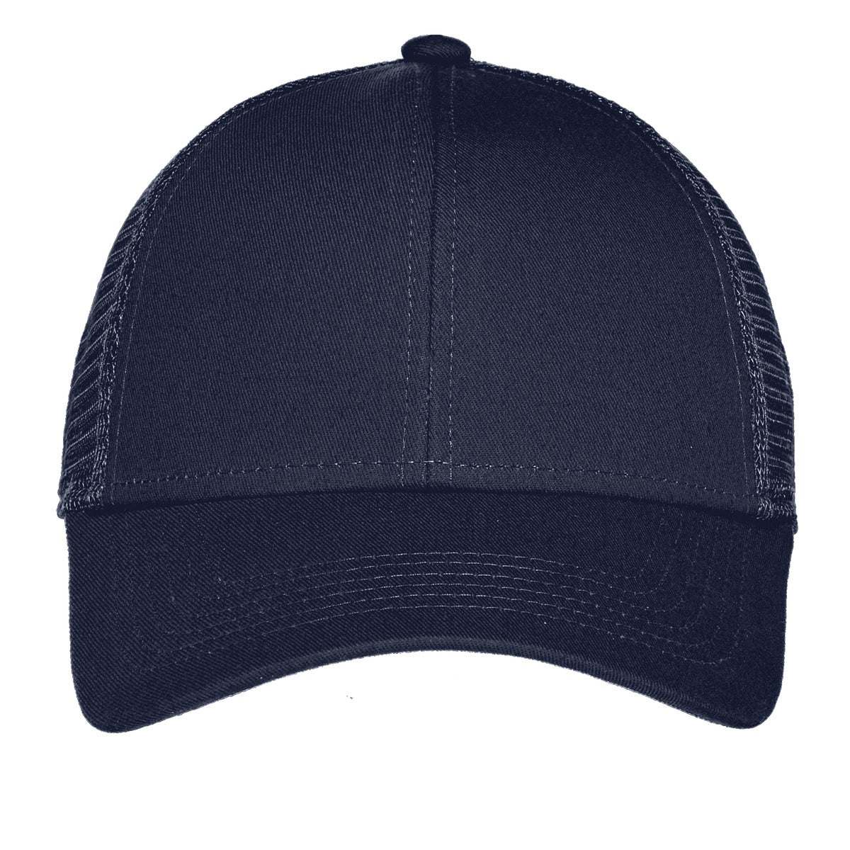 Front View of True Navy Port Authority Adjustable Mesh Back Cap. C911 plain