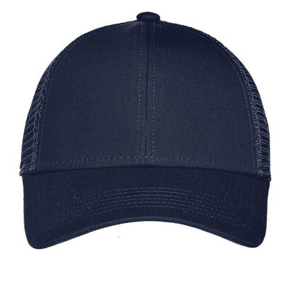 Front View of True Navy Port Authority Adjustable Mesh Back Cap. C911 plain