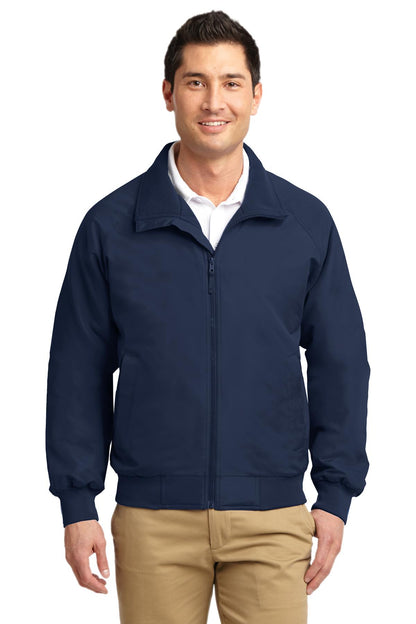 Front View of True Navy Port Authority Charger Jacket. J328 plain