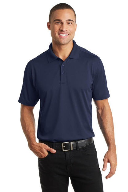 Front View of True Navy Port Authority Diamond Jacquard Polo. K569 plain