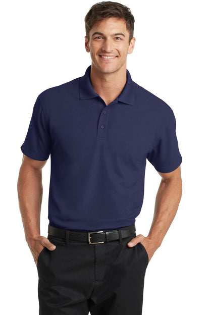 Front View of True Navy Port Authority Dry Zone Grid Polo. K572 plain