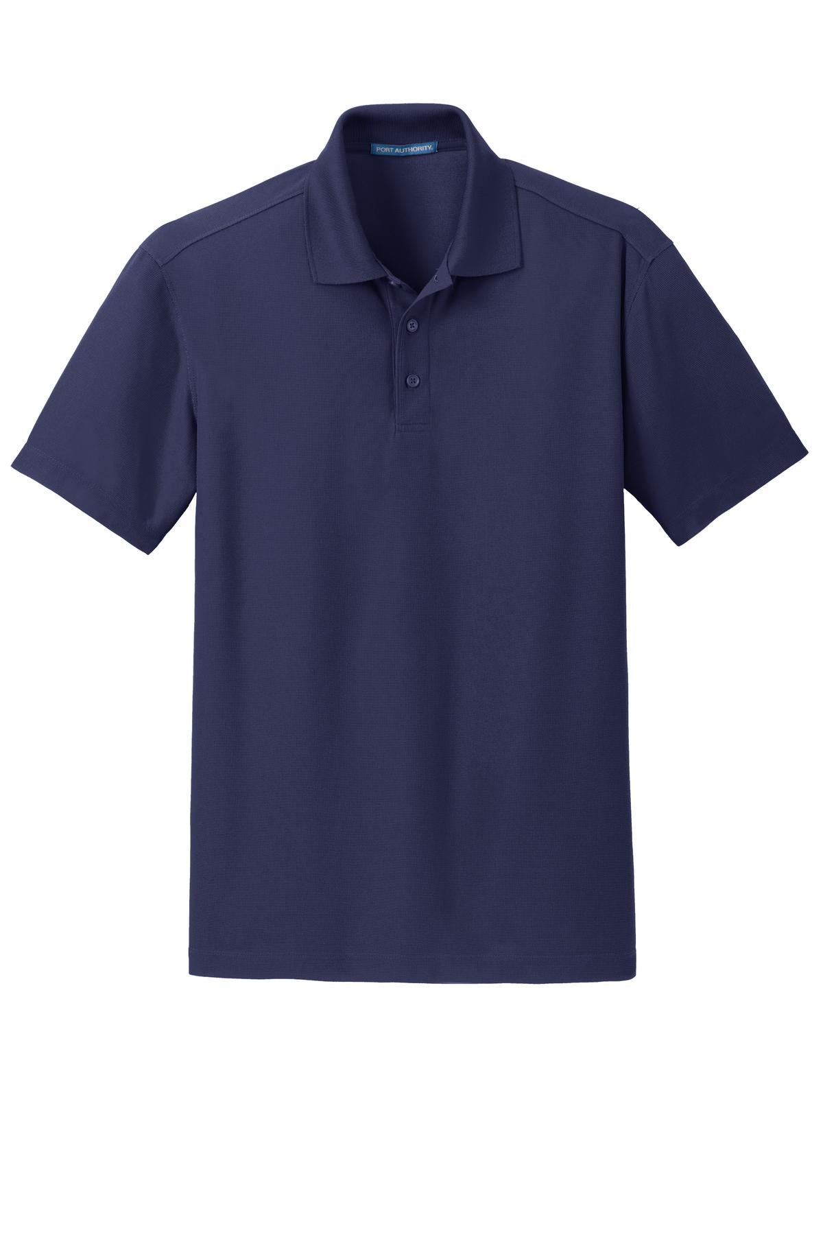 Front View of True Navy Port Authority Dry Zone Grid Polo. K572 plain