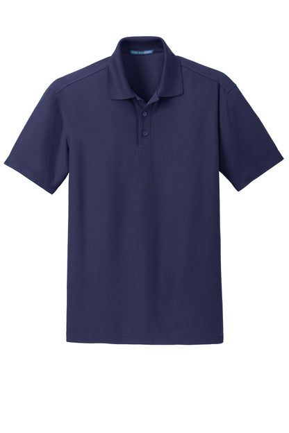 Front View of True Navy Port Authority Dry Zone Grid Polo. K572 plain