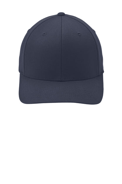 Front View of True Navy Port Authority Flexfit Cotton Twill Cap. C813 plain