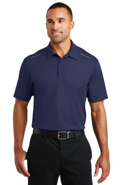 Front View of True Navy Port Authority Pinpoint Mesh Polo. K580 plain