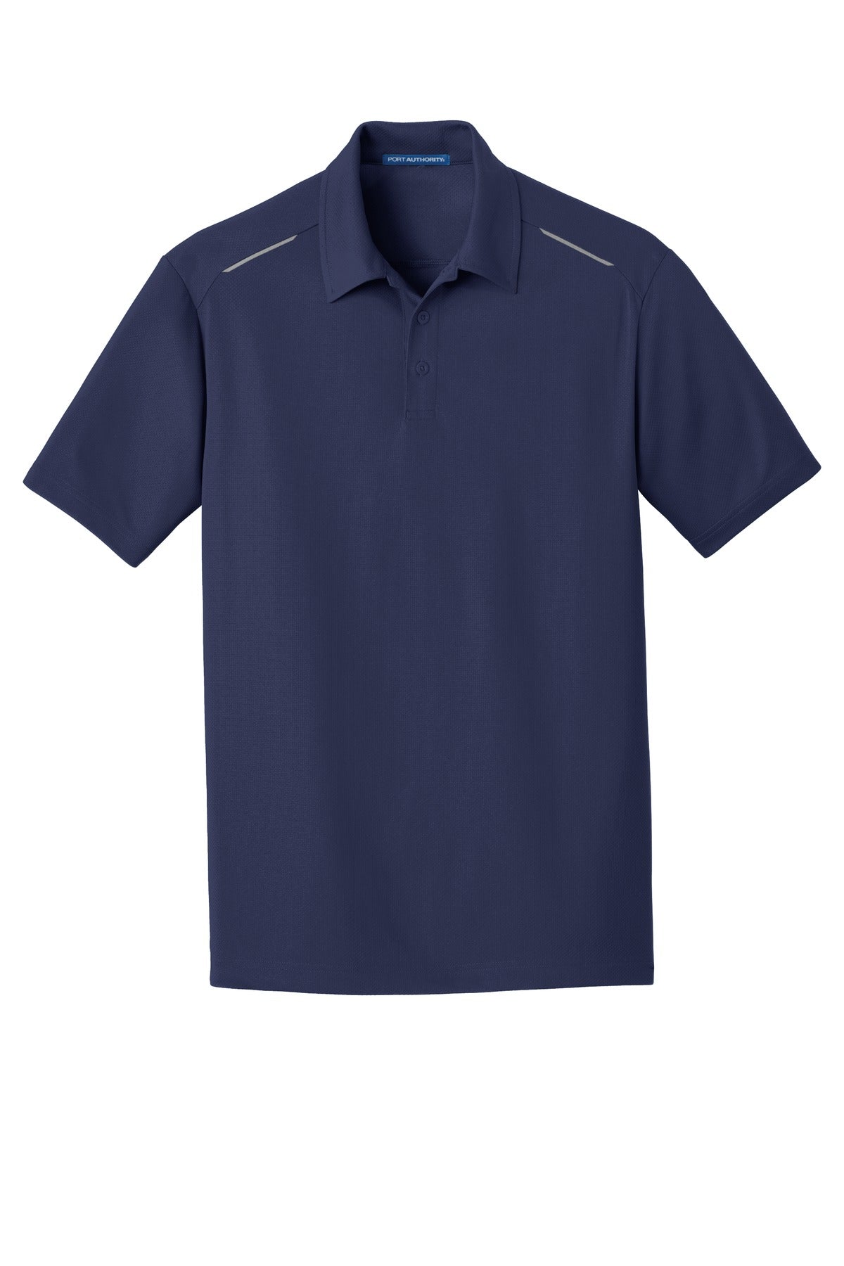Front View of True Navy Port Authority Pinpoint Mesh Polo. K580 plain