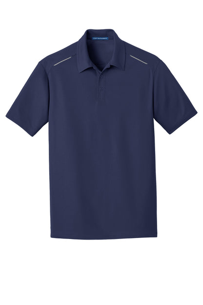 Front View of True Navy Port Authority Pinpoint Mesh Polo. K580 plain