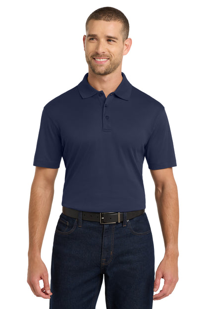 Front View of True Navy Port Authority Rapid Dry Mesh Polo. K573 plain
