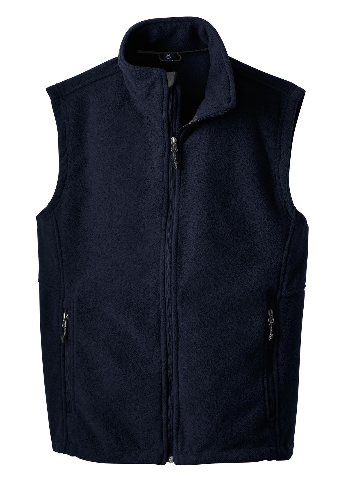 Front View of True Navy Port Authority Value Fleece Vest. F219 plain