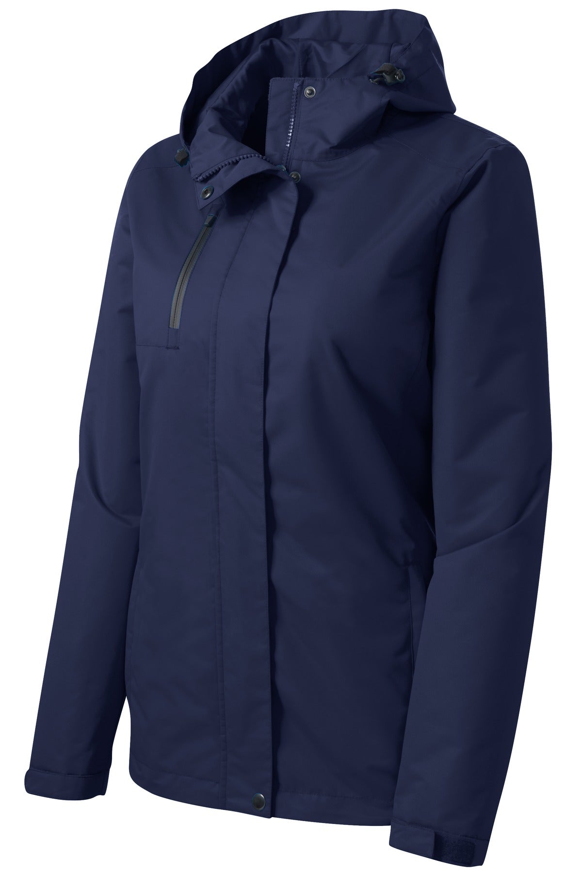 Front View of True Navy Port Authority Women's All-Conditions Jacket. L331 plain