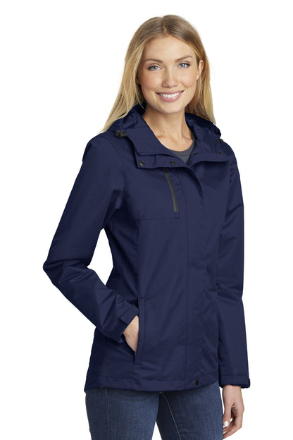 Front View of True Navy Port Authority Women's All-Conditions Jacket. L331 plain