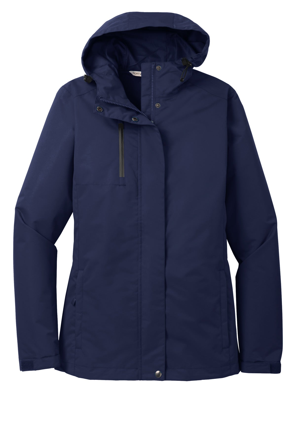Front View of True Navy Port Authority Women's All-Conditions Jacket. L331 plain