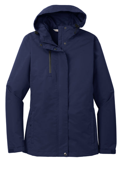 Front View of True Navy Port Authority Women's All-Conditions Jacket. L331 plain