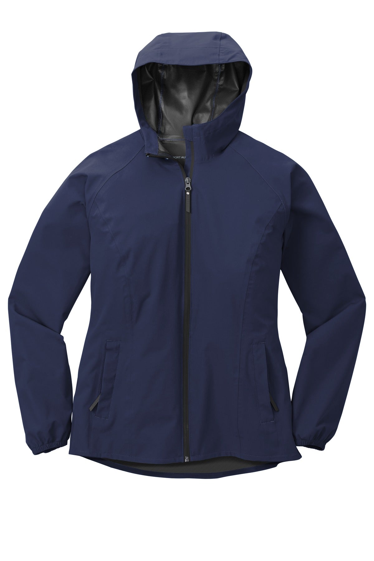 Front View of True Navy Port Authority Women's Essential Rain Jacket L407 plain
