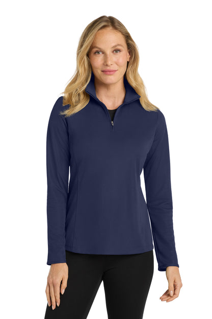 Front View of True Navy Port Authority Women's Pinpoint Mesh 1/2-Zip . L806 plain