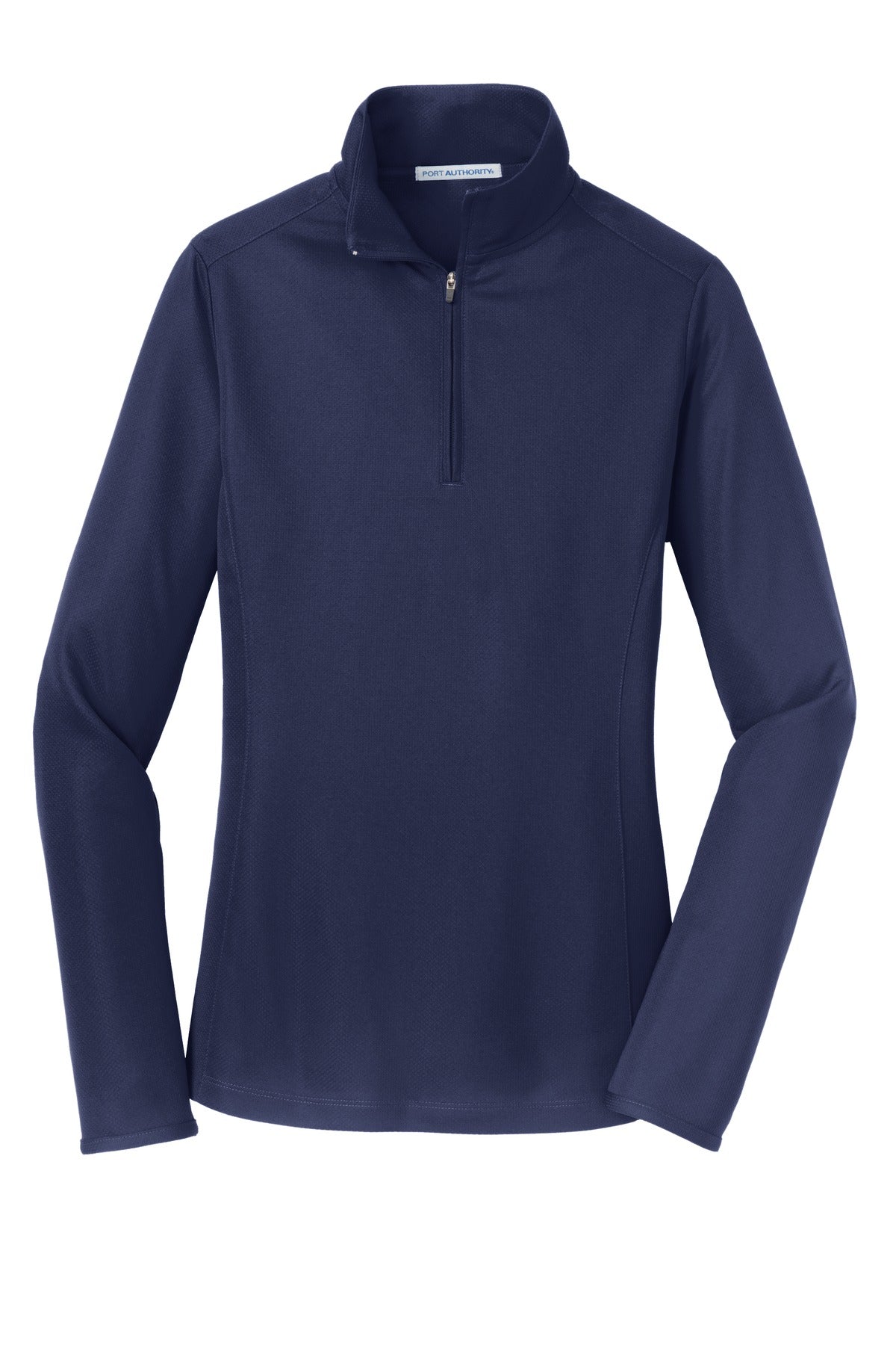 Front View of True Navy Port Authority Women's Pinpoint Mesh 1/2-Zip . L806 plain