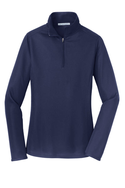 Front View of True Navy Port Authority Women's Pinpoint Mesh 1/2-Zip . L806 plain