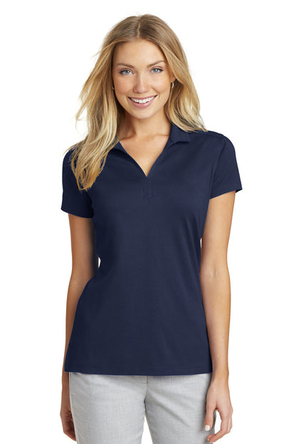 Front View of True Navy Port Authority Women's Rapid Dry Mesh Polo. L573 plain