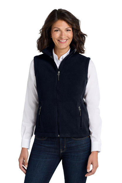 Front View of True Navy Port Authority Women's Value Fleece Vest. L219 plain
