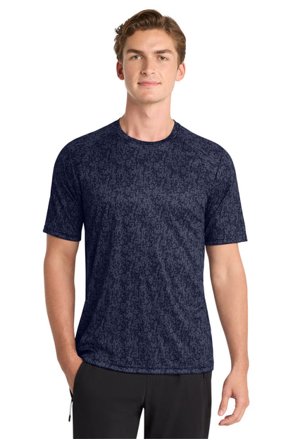 Front View of True Navy Sport-Tek Digi Camo Tee. ST460 plain